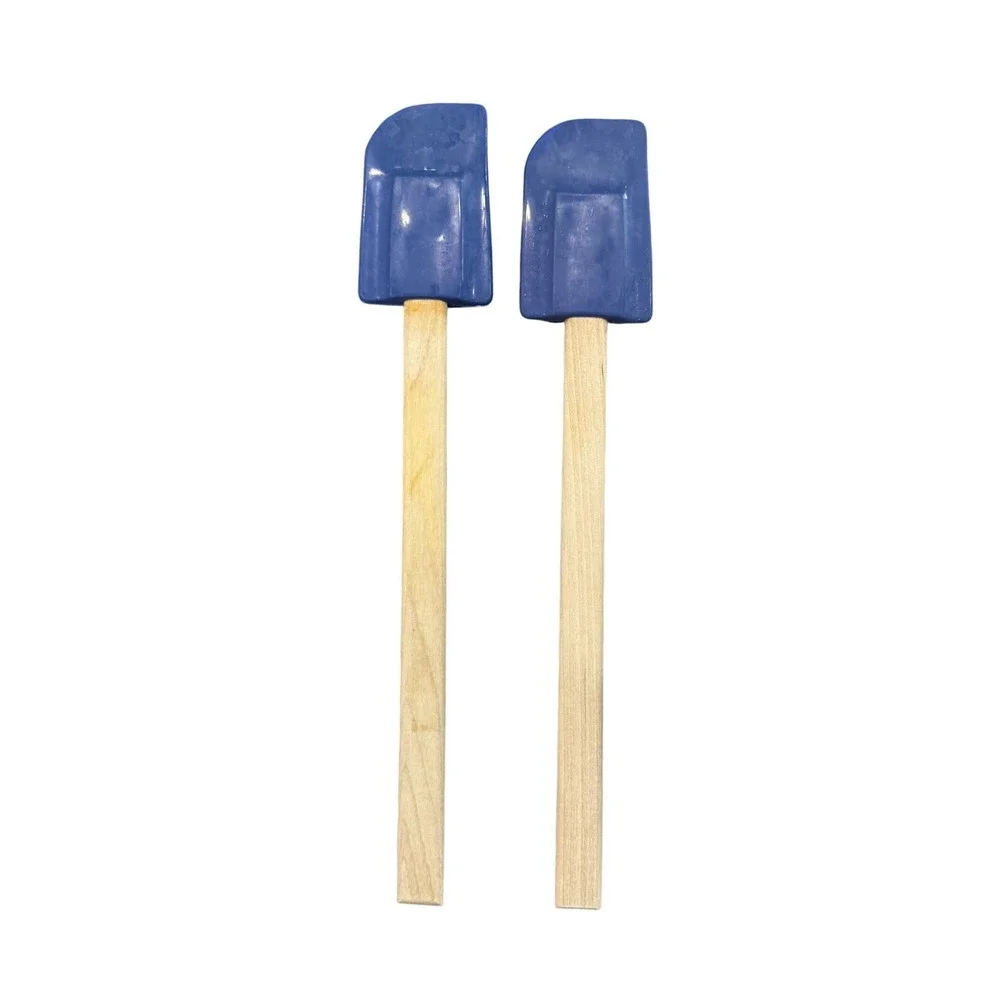 Le Creuset Blue Silicone Spatulas with Wood Handles Set of 2 Kitchen Tools